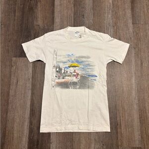 Vintage Single Stitch Lifeguard Chair Art Graphic Tee Shirt Made